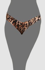  26 Commando Women's Brown Jaguar Print Raw Edge Thong Size S/M
