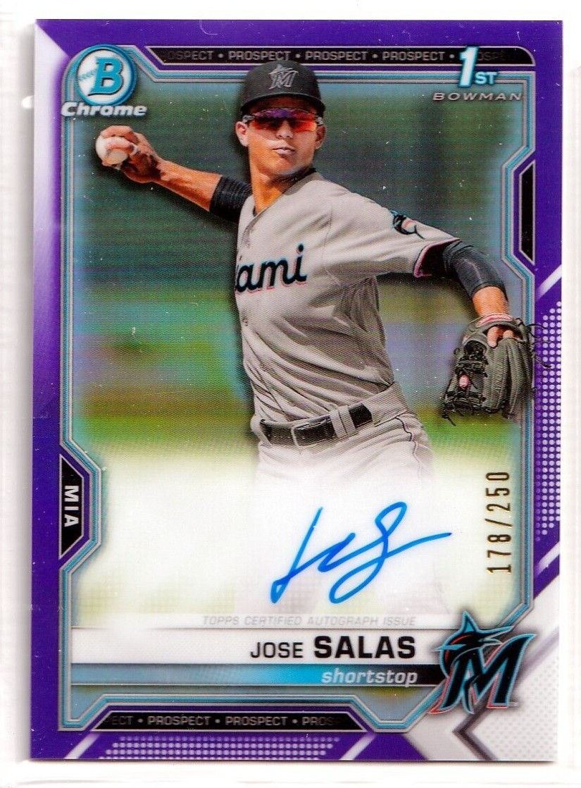 2021 Bowman Chrome Prospect Autographs Purple Refractors Jose Salas AUTO 178/250
