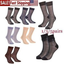 1-5 Pairs Soft Men Ultra Thin Dress Socks Silk Sheer Business Work Socks Nylon