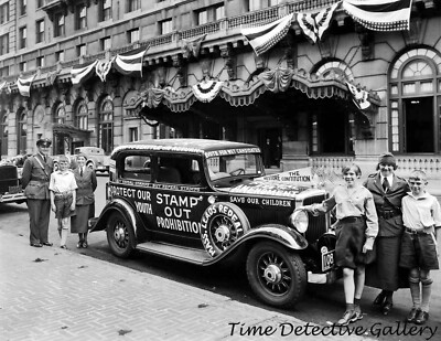 Vintage Car Stamp Out Prohibition Sign, Wilmington, DE 1930 Historic Photo Print