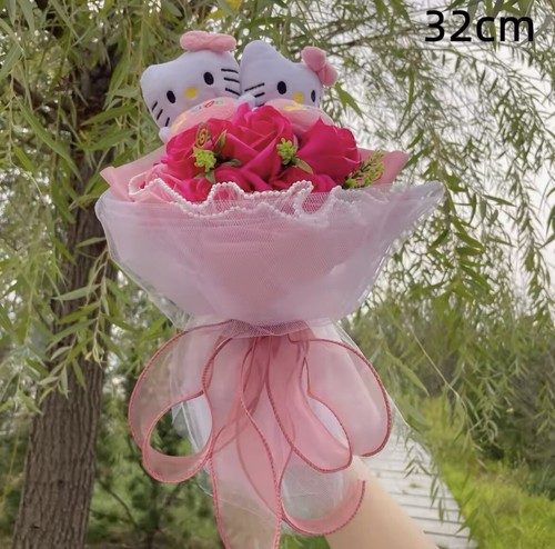 Kawaii Hello Kitty Sanrio Artificial Flower Bouquet Christmas Gift Valentine's - Picture 10 of 38