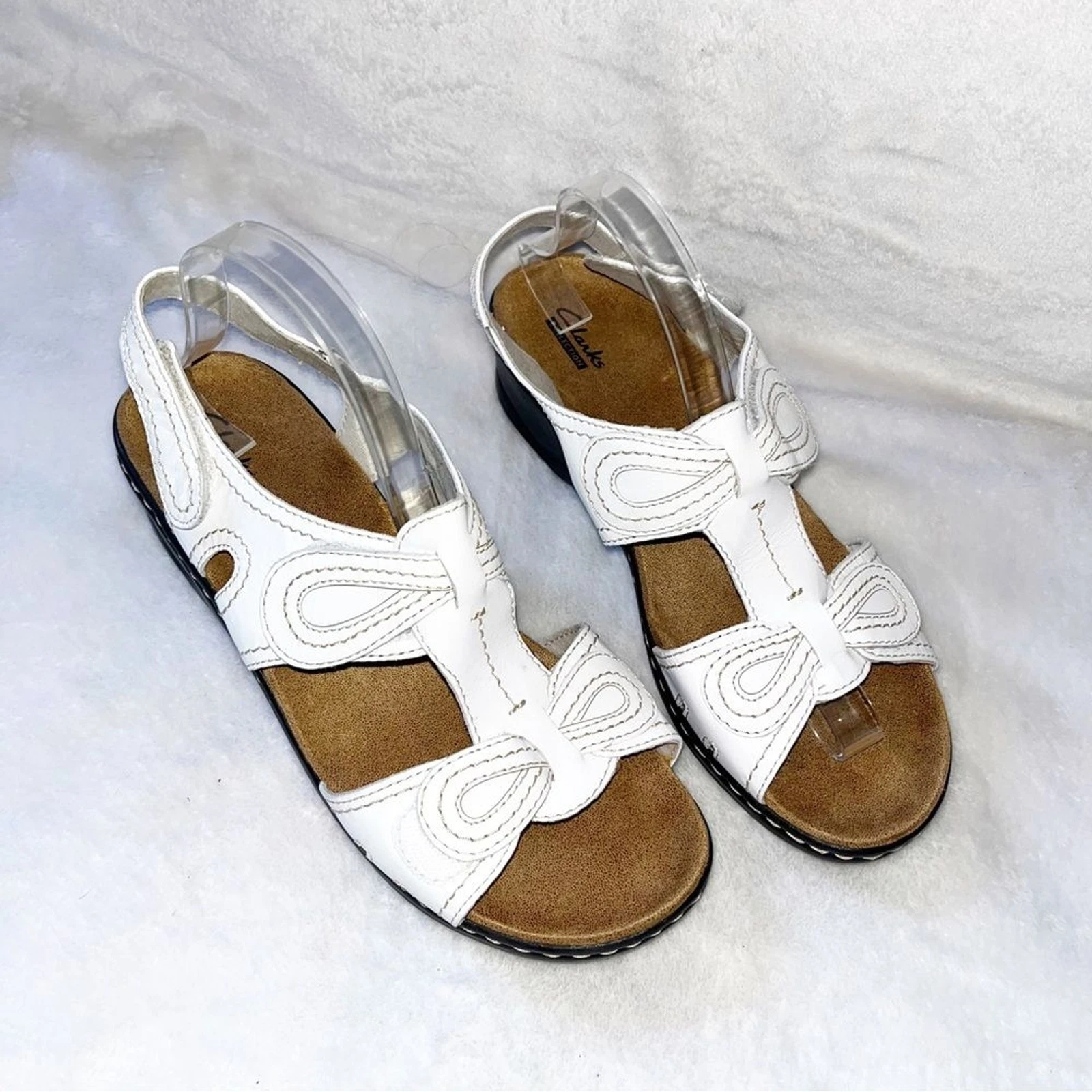 Sandali Clarks Lexi donna 10 pelle bianca zeppa slingback comodi cinturino da passeggio