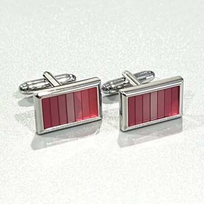 Translucent Pink Rectangular Cufflinks For Men Birthday Wedding Gift In Box