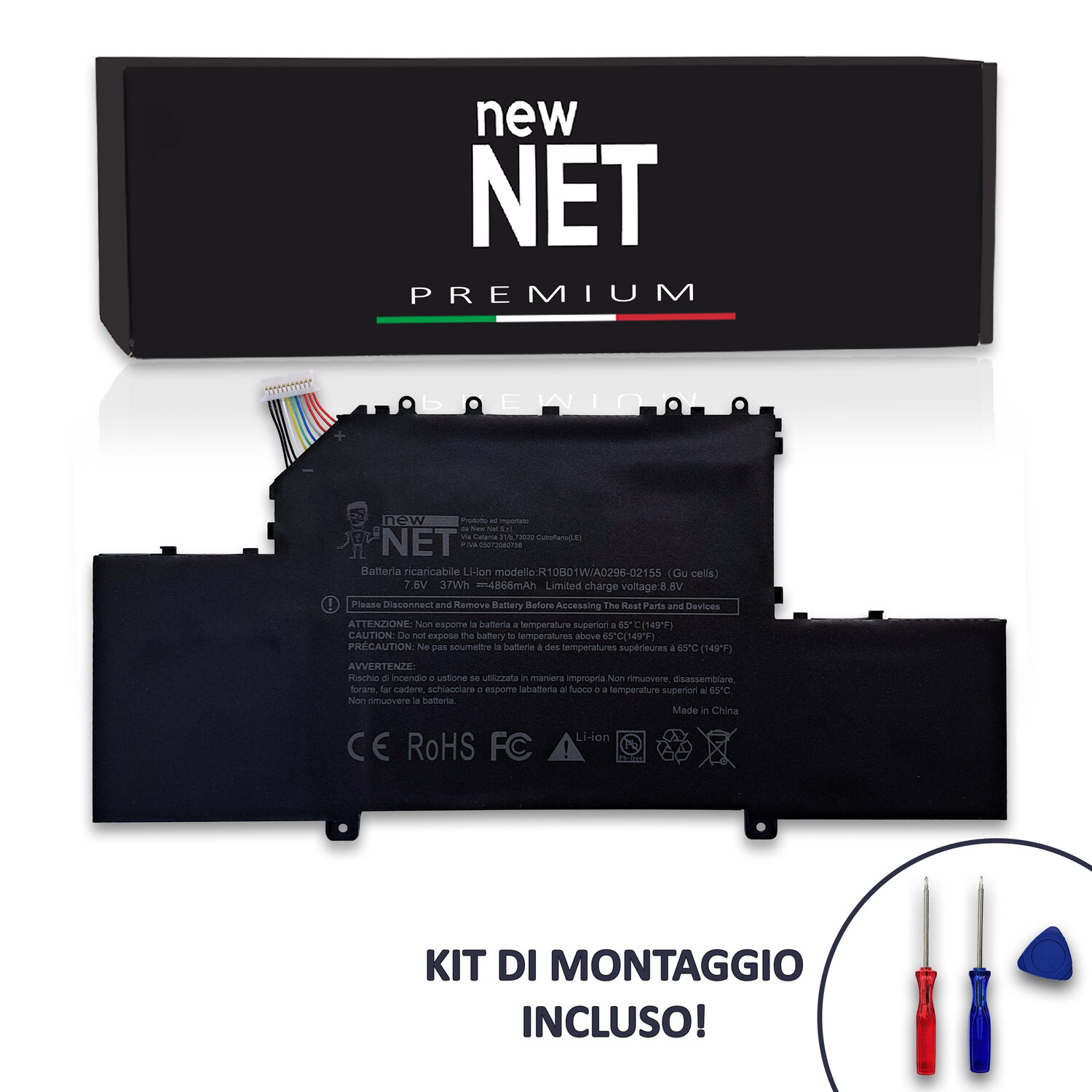 Batteria R10B01W Compatibile Xiaomi Mi Air 12.5 7.6V 4866mAh Alta Qualità