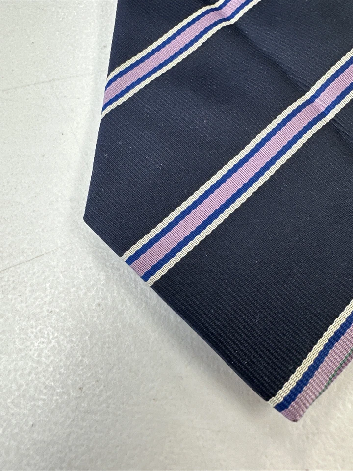 Corbata Turnbull & Asser England para hombre azul marino a rayas seda $325 Foto 4 de 4