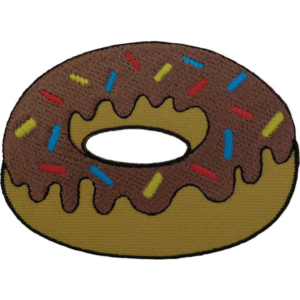 Doughnut Patch Embroidered Chocolate Donut Sew / Iron On Badge Food Embroidery