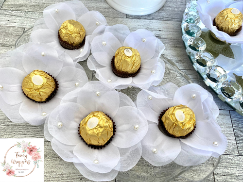 24 Stück - Luxuriöse Blumen Trüffel Verpackungen mit Perlen | Hochzeit Gastgeschenke  - Bild 5 von 35