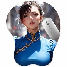3D Mousepad Oppai Mouse pad with Wrist Rest Pain Relief Mouse Mat Chun-li