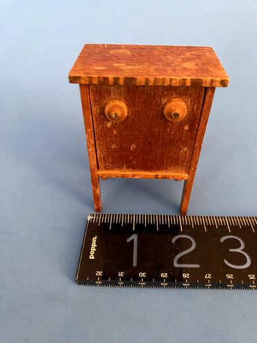 RARE Early German 20th C doll house standing miniature wood parlor RADIO CABINET - Foto 7 di 9