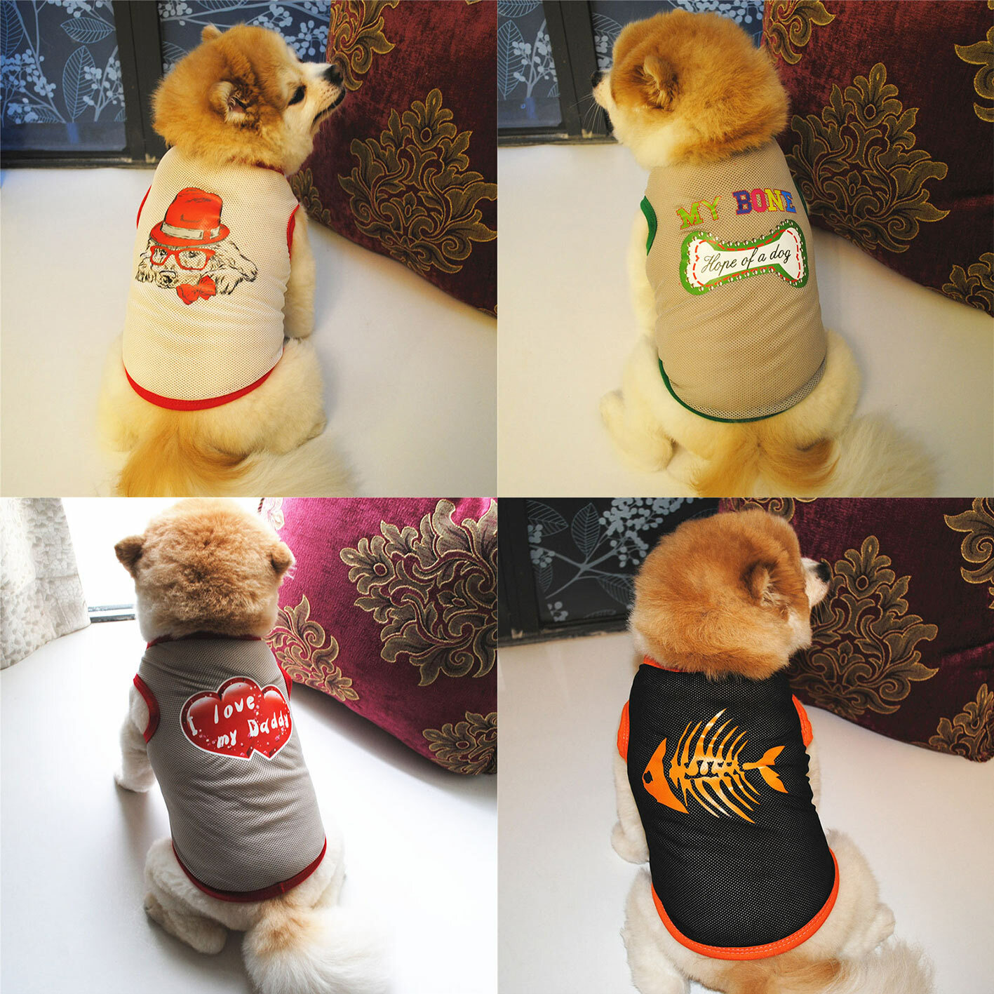 Pet Small Dog Clothes I Love MY Daddy Mommy Dog Shirt Pet dog