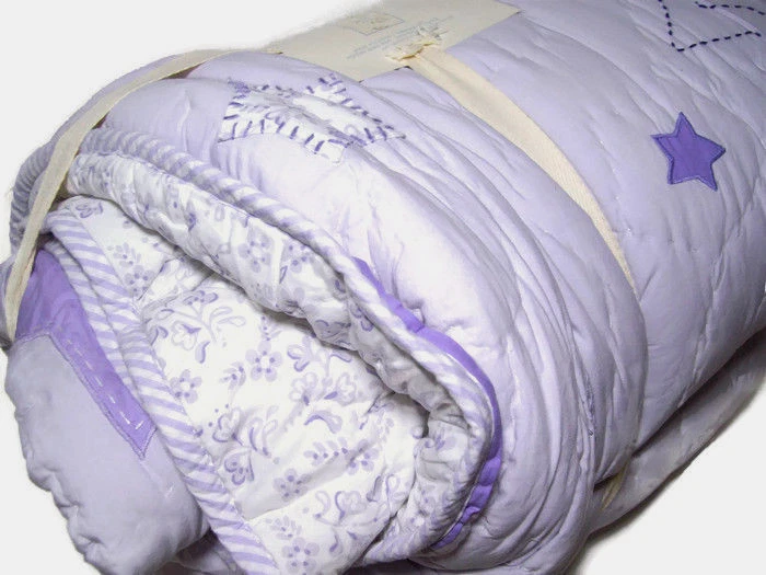 Pottery Barn Kids Multi Color Lavender Purple Andrea Star Flowers Twin Quilt New - Image 2 of 4