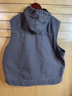 Carhartt Canvas Hooded Fleece Insulation Vest Men's 2XL Gray Full