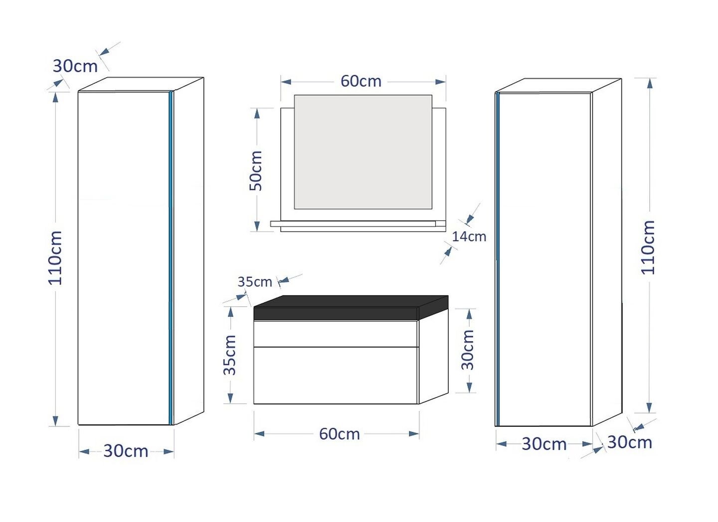 Modern Black Gloss Bathroom Vanity Unit Set 600mm Sink Wall Mirror LED eBay