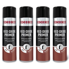 4 x Simoniz Red Oxide Primer Car Spray Paint Acrylic Aerosol Plastic Wood 500ml