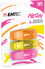 5x EMTEC 16gb 3 Pack USB 2.0 NEON Flash Drive Model: ECMMD16GC410P3NEO - F53