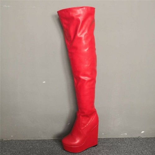 Women Faux Leather Red Platform Wedge 