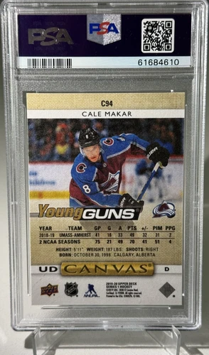 2019 Upper Deck Canvas - Cale Makar - Rookie - Young Guns SP - PSA 10 Gem Mint!