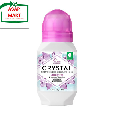 CRYSTAL Mineral Deodorant Roll-On Unscented Body Deodorant with 24-Hour Odor Pro