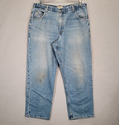 LL Bean Mens Size 38x29 Comfort Waist Stretch Waistband Denim Blue Jeans 