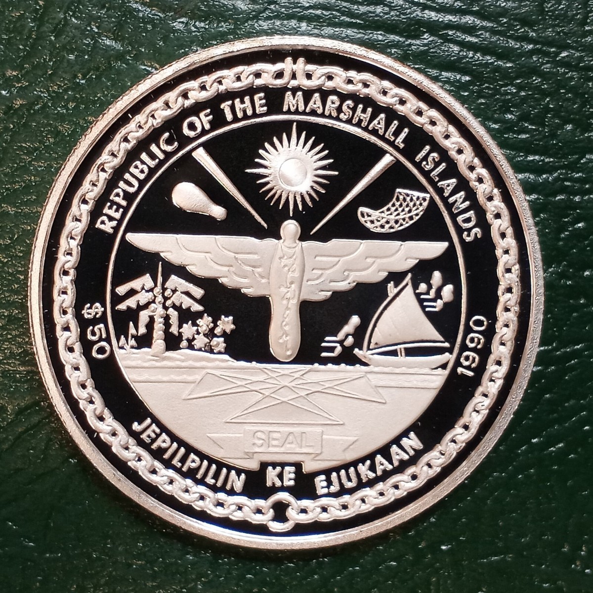 1990 Marshall Islands $50 Silver Eisenhower Commem. Proof Coin