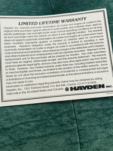 Vintage 1985 Hayden Heavy Duty Ultra Cool Automatic Transmission Oil Cooler New - Picture 3 of 10