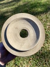 ANTIQUE NICE 6 1/8” PRIMITIVE UNGLAZED STONEWARE BUTTER CHURN CROCK LID TAN AAFA