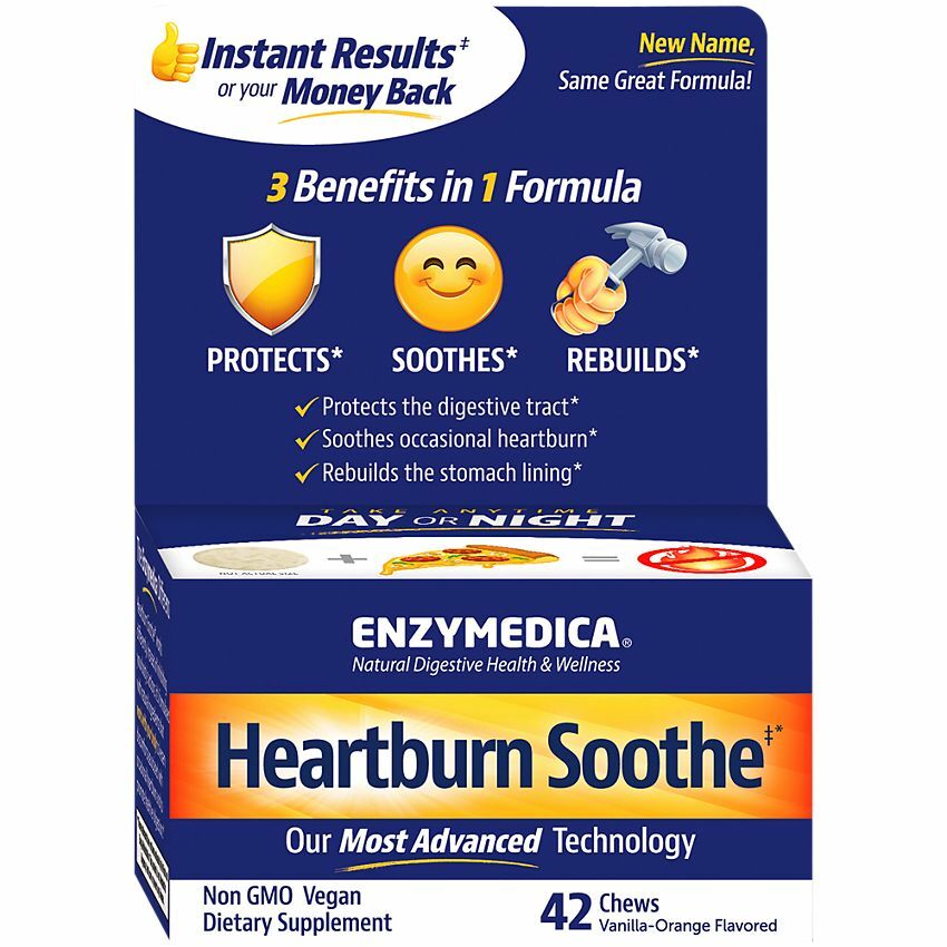 CHOOSE ONE: Enzymedica Heartburn Soothe 42 OR 90 Chews