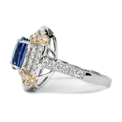 CERTIFIED* Natural Sapphire Ring in 14K WHITE GOLD 3.09ct & 1.036ct 66p G/VS Dia - Picture 4 of 8