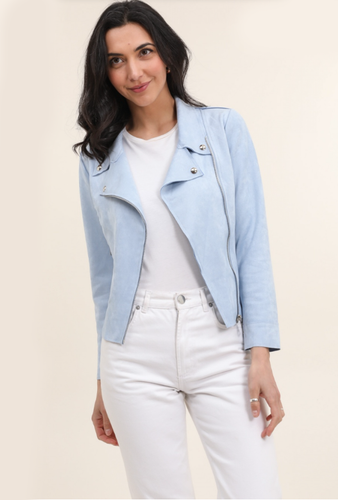 New Women Mint Raw Edge Suede Biker Jacket,More Colors, 8,10 12 14 16 18 20 22 - Picture 6 of 26