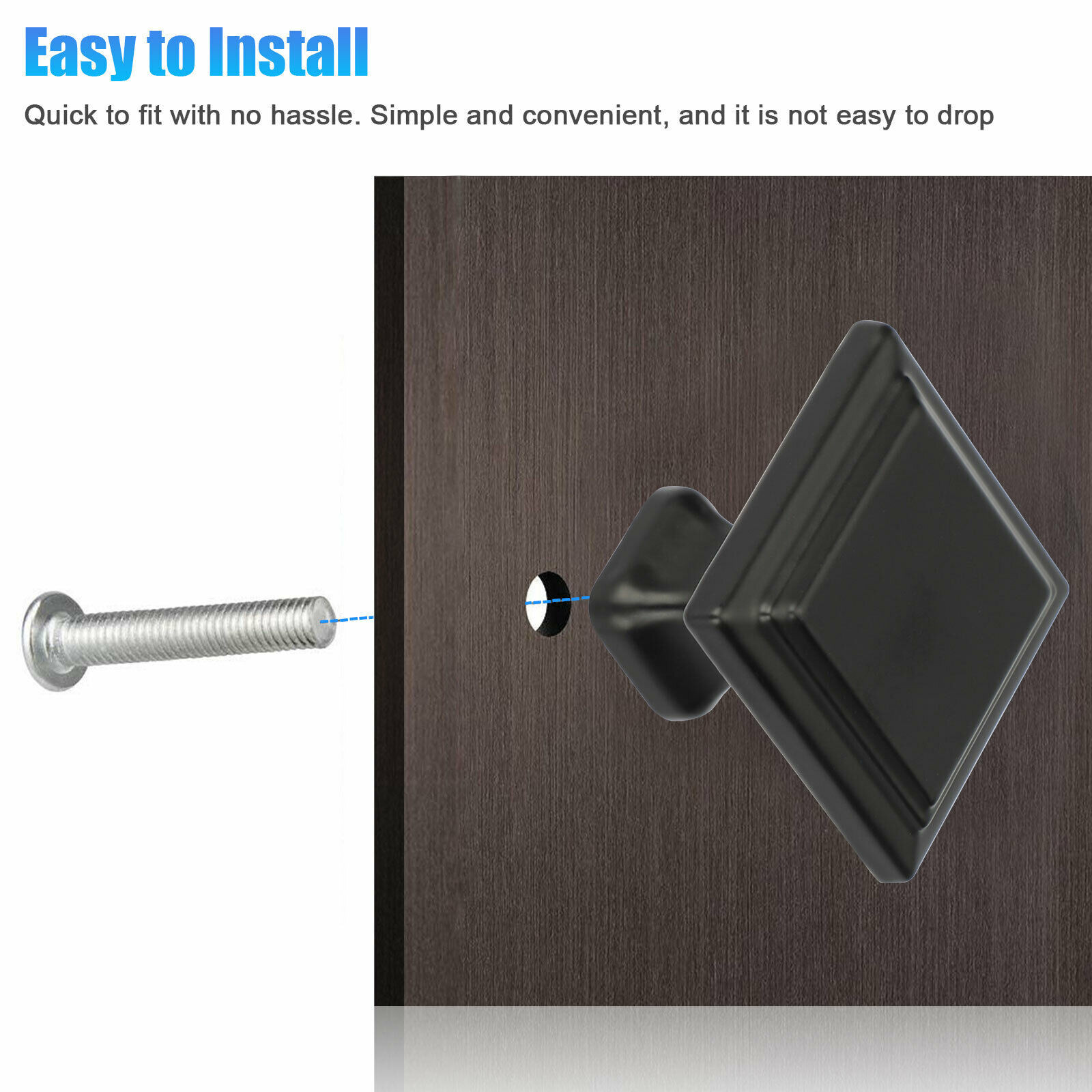 Matte Black Square Cabinet Pull Knobs for Kitchen Drawer Door Hardware Furniture