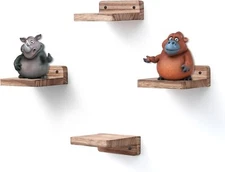 4 Pack 4x4 Inch Small Floating Shelf Rustic Wood Display Ledges for Wall