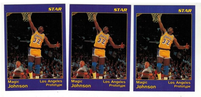 (3)x Magic Johnson Star Company Prototype LA Lakers Basketball Trading Cards
