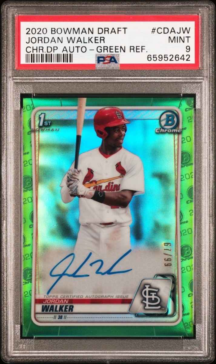 PSA 9 JORDAN WALKER AUTO 1st 2020 Bowman Chrome Draft GREEN