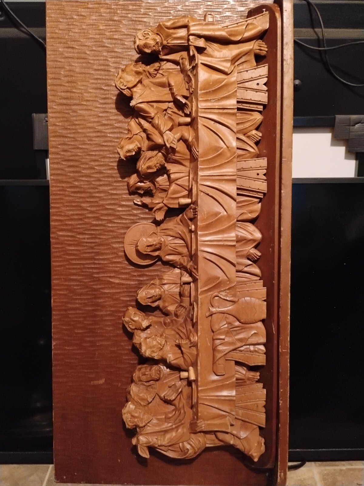 Hand Carved Last Supper 16"X34" Needs A little Restoration 