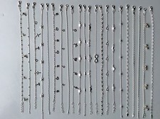 .925 Sterling Silver 10" Ankle Bracelets. You Pick It. 22 Styles To Choose From.