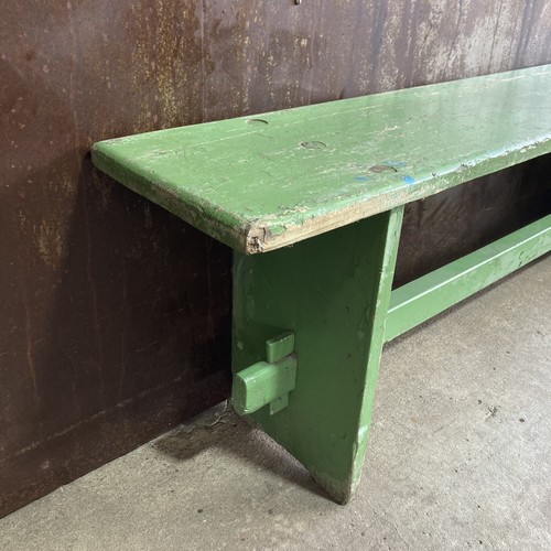 Alte Holzbank Sitzbank Gartenbank Kaffeebank Bank grün Vintage / L280 B29 H50cm - Bild 3 von 17