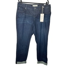 Torrid Jeans Womens Size 18 Boyfriend Dark Wash Cuffed Mid Rise Stretch Denim