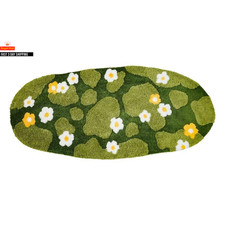 Vivid Green Moss Floral Mat Flocking Soft Plush Floor Mat Thick Bedside Rugs for