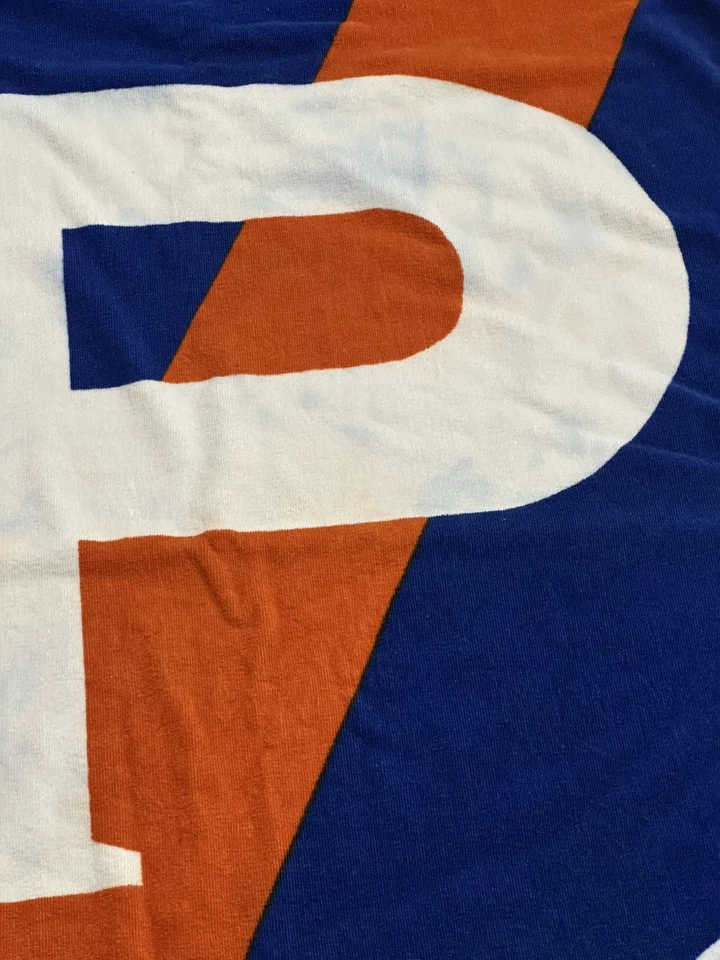 Toalha de praia Ralph Lauren Home azul e laranja POLO 34" X 58" vintage LEIA - Imagem 4 de 4