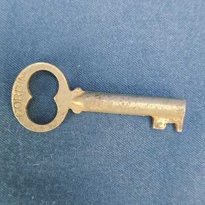 Antique Corbin Skeleton Key Marked CORBIN Heart Bow