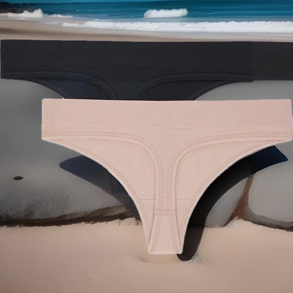 DKNY Energy 低腰无缝丁字裤黑色和裸色尺寸:中号 - — 第 4/4 张图片