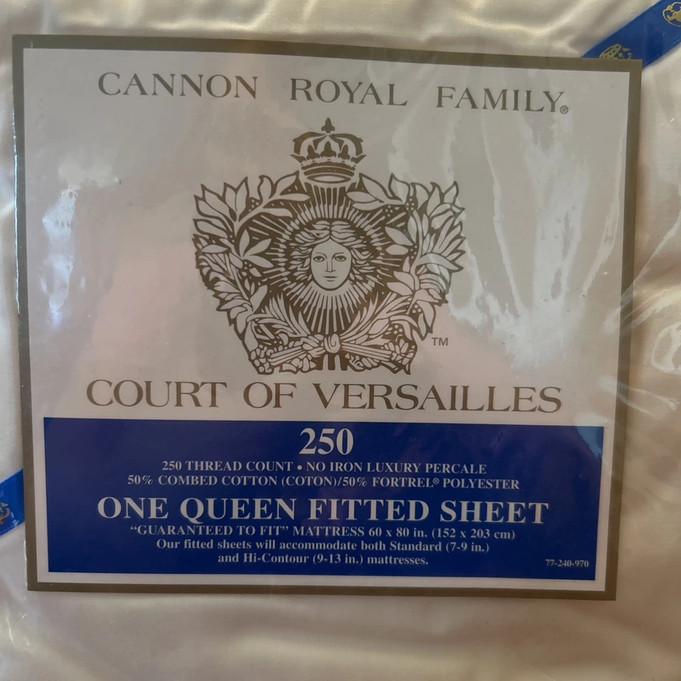De colección Años 80 NUEVO Cannon Familia Real Corte de Versalles Crema Reina Sábana Ajustable Foto 3 de 4