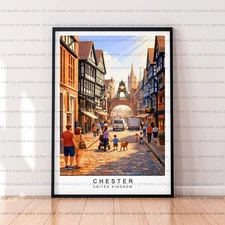 Chester United Kingdom Unframed Illustration Print Chester  Poster Art