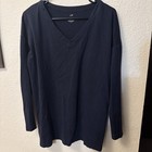 J. Jill Women's Simply Supima V-Neck Tunic Shirt Top Size M Black Long Sleeves