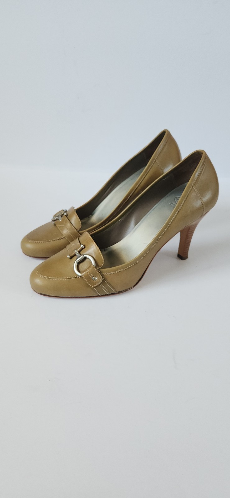 Circa Joan & David Olive Leather Heeled Loafers Size 8.5 CJJETTI