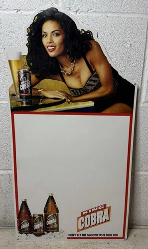 Vintage King Cobra Malt Liquor Beer Sign African American Woman Tin Metal Bar