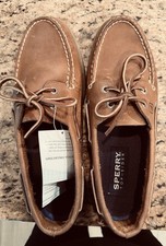 NUOVA SPERRY scarpa da barca uomo 10,5 M in pelle con lato superiore marrone marrone scuro 0197640