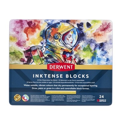 Inktense 24 Tintenblöcke, Set mit 24 Wasserfarben, Breite 8 mm, wasserlöslich...