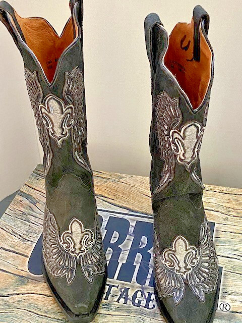 CORRAL VINTAGE Slate Embroidered LEATHER BOOTS - … - image 1