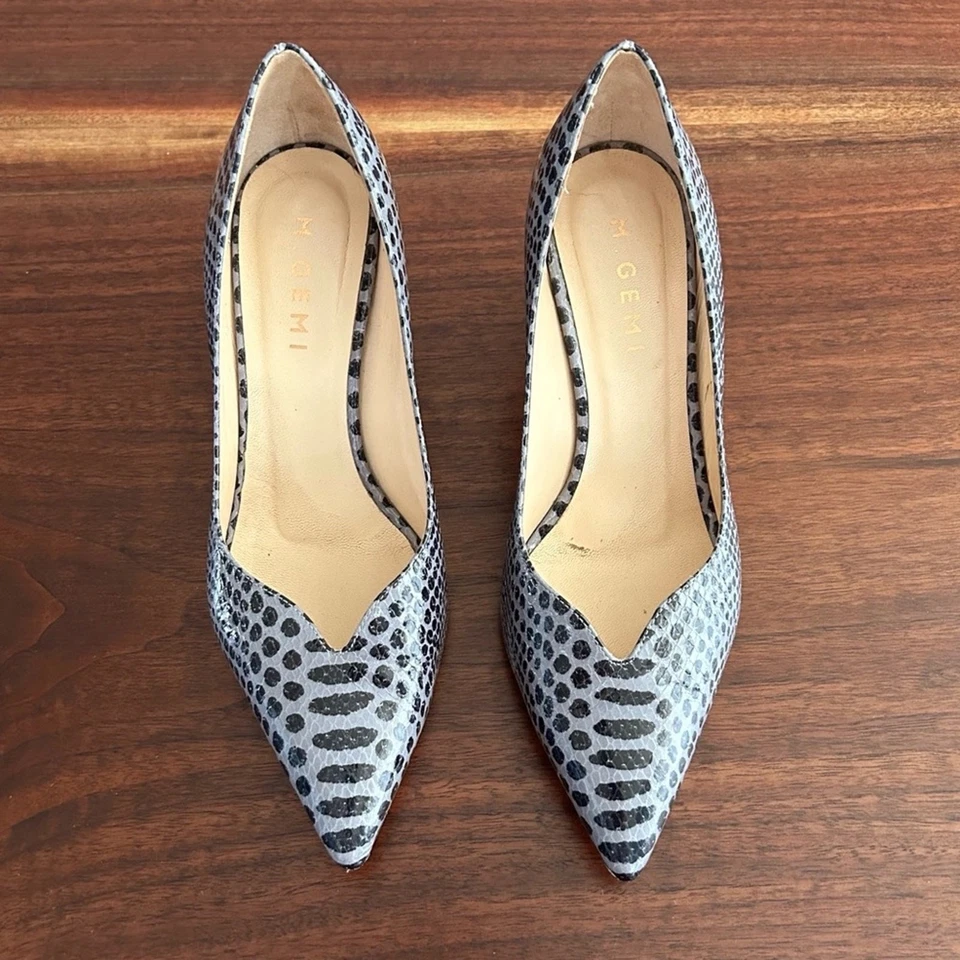 Zapatos de salón M. Gemi The Esatto piel de serpiente pitón negro gris talla EU 36 1/2 EE. UU. 6 1/2 Foto 2 de 4